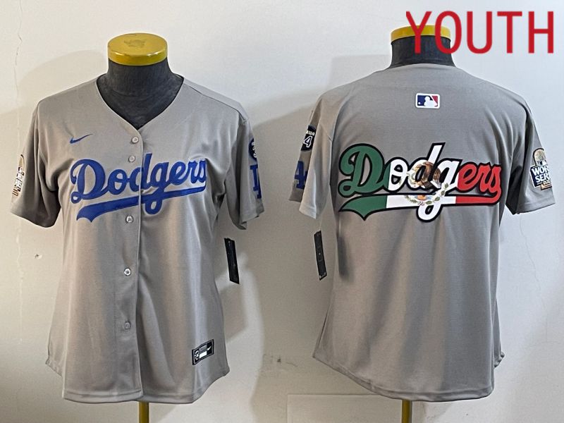 Youth Los Angeles Dodgers Blank Grey Game 2024 Nike MLB Jersey style 12057